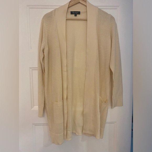 Lily Morgan Women’s Cream Open-Front Knit Cardigan - Size Small - Fall Fashion - Picture 1 of 4